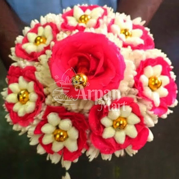 Sampngi Bouquet (Jasmine, Pink Rose & Gold Design)